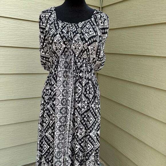 K Jordan Boho peasant style, Black & white, women's size XL - Picture 2 of 11